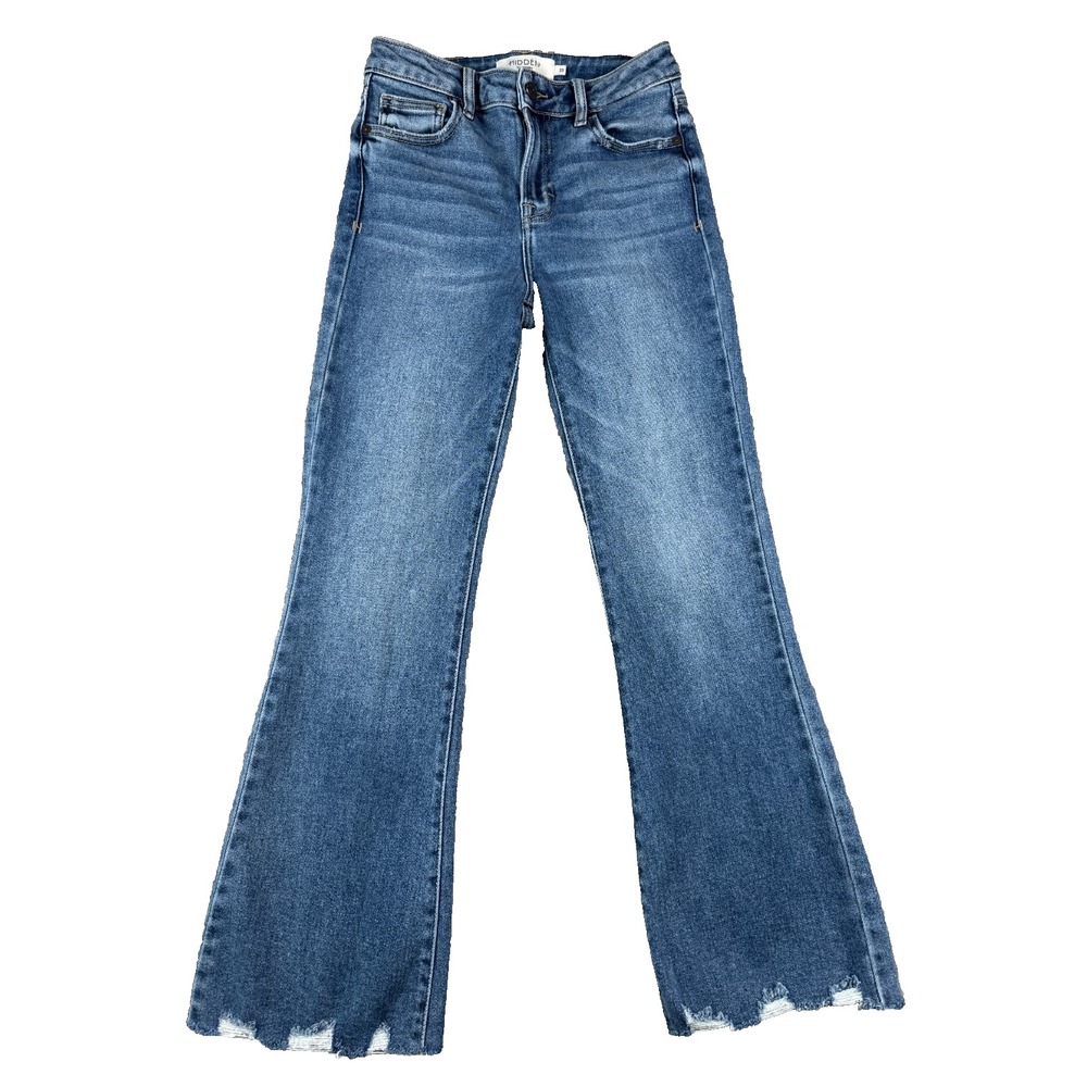 Hidden Los Angeles Women's Jeans Size 25 Blue Flare Raw Hem Stretch